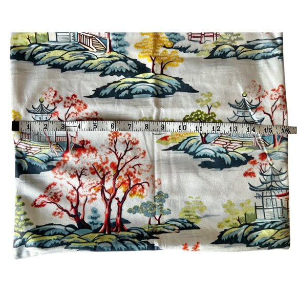 2 Plush 16” x 16” Pillow Covers Asian Scene Zipper Closure Multicolor - Picture 7 of 10